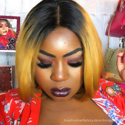 Huashuo 50% OFF Ombre 100% Cuticle Aligned Mink Brazilian Virgin Straight Human Hair Weave And Thin Skin Lace Front Frontal